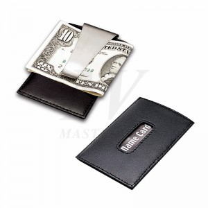 Kreditkartenetui aus Leder / Metall mit Geldscheinklammer_B82866